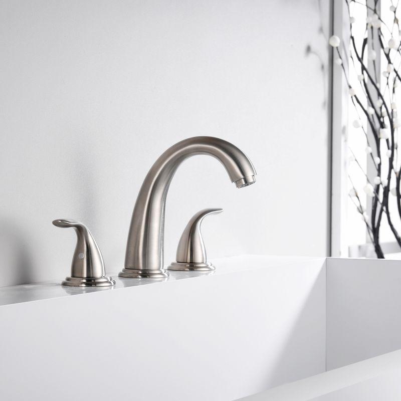 Sumerain Two Handle Widespread  Roman Tub Faucet Brushed Nickel with Brass Rough-in Valve, High Flow