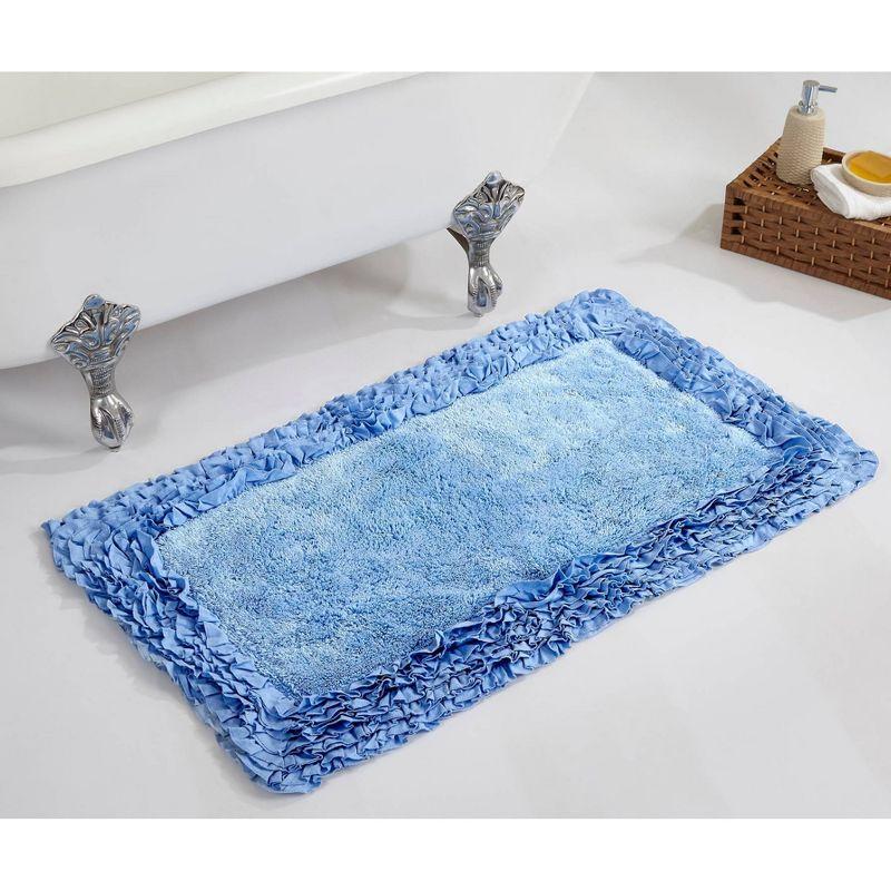 Cozy Comfort Shaggy Blue Cotton Bath Rug 24"x40"