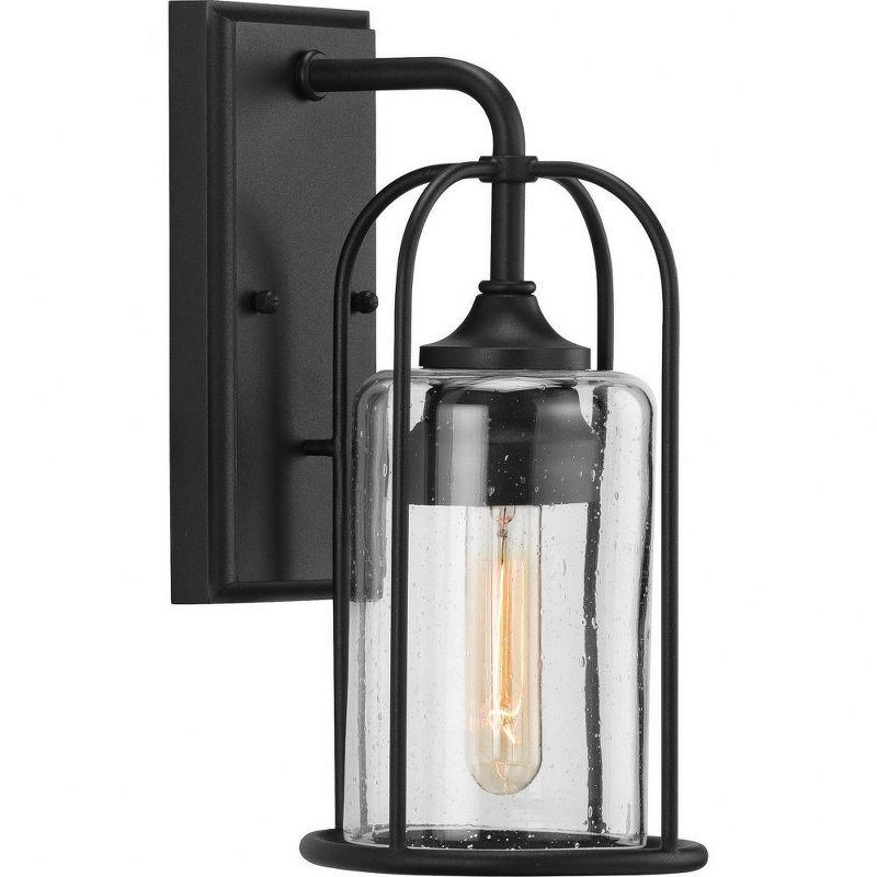 Watch Hill Black Aluminum Outdoor Wall Lantern with Seeded Glass