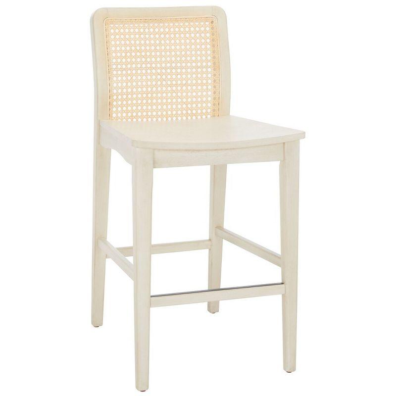 Coastal Charm White and Natural Rubberwood Barstool Set