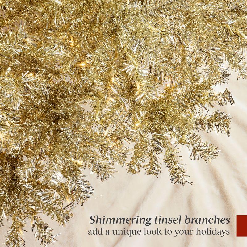 Best Choice Products Prelit 9ft Artificial Tinsel Christmas Tree Festive Holiday Decoration w/ 2,097 Tips - Gold