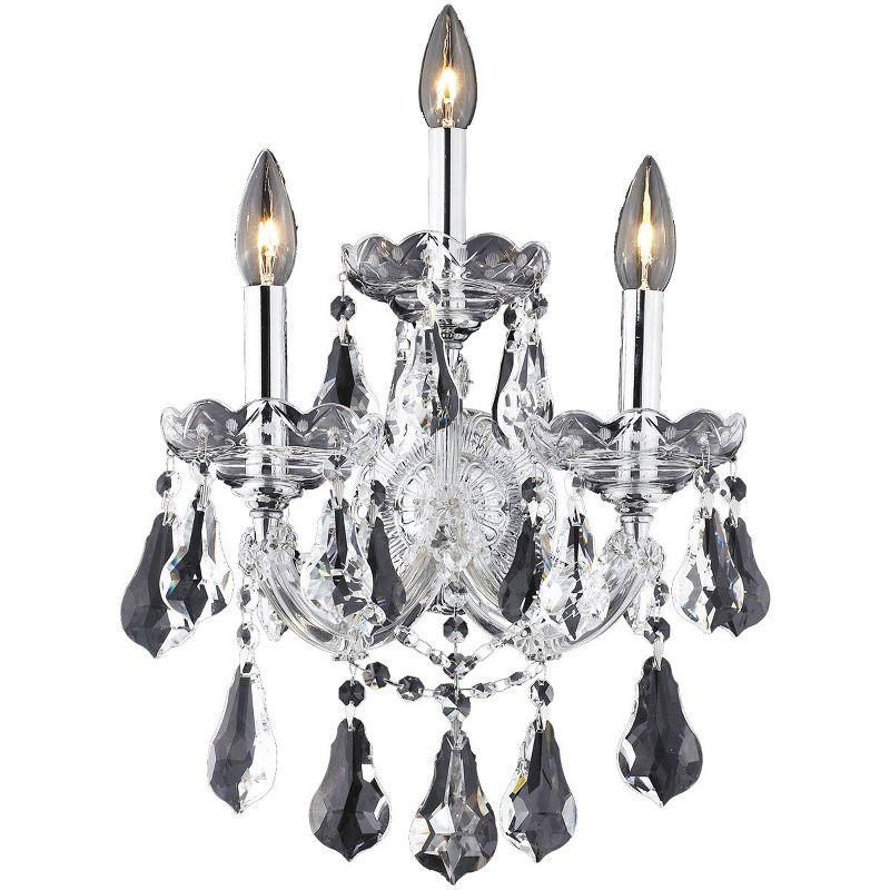 Elegant Chrome Crystal Trim 3-Light Wall Sconce