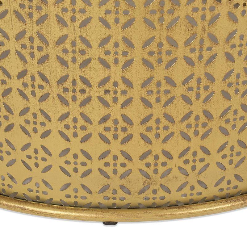 Noxon Boho Lace Cut Iron Coffee Table Gold Brushed Brown - Christopher Knight Home: Pedestal Base, No Assembly Required