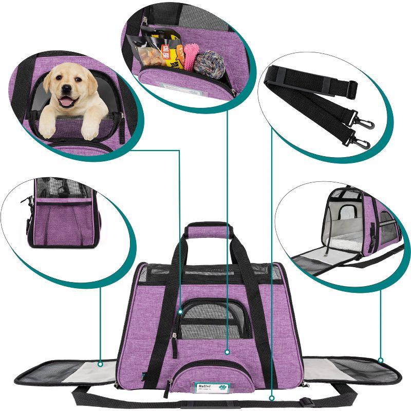 PetAmi Airline Approved Pet Carrier for Cat Dog, Soft Sided Travel Supplies Accessories, Ventilated Carrying Bag Kitten Puppy