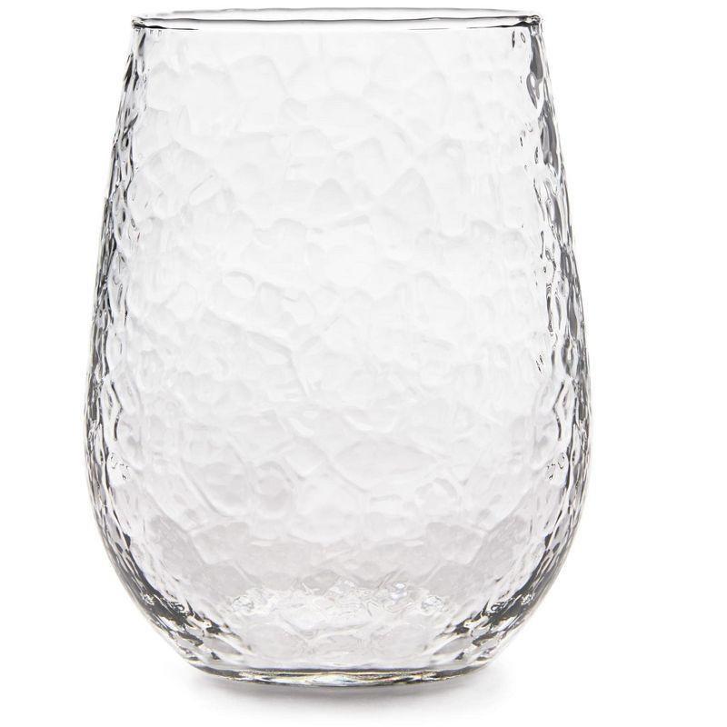 Hammered Libbey Stemless All-Purpose Wine Glasses