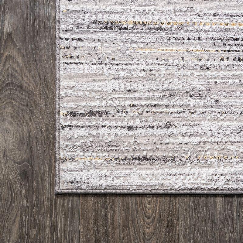 Reversible Gray Stripe Synthetic 8' x 10' Easy-Care Area Rug