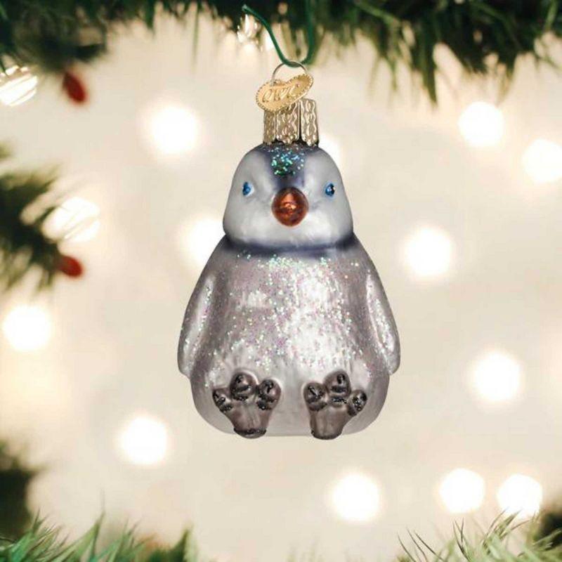 Old World Christmas 3.0 Inch Sitting Penguin Chick Ornament Birds Snow Ice Tree Ornaments