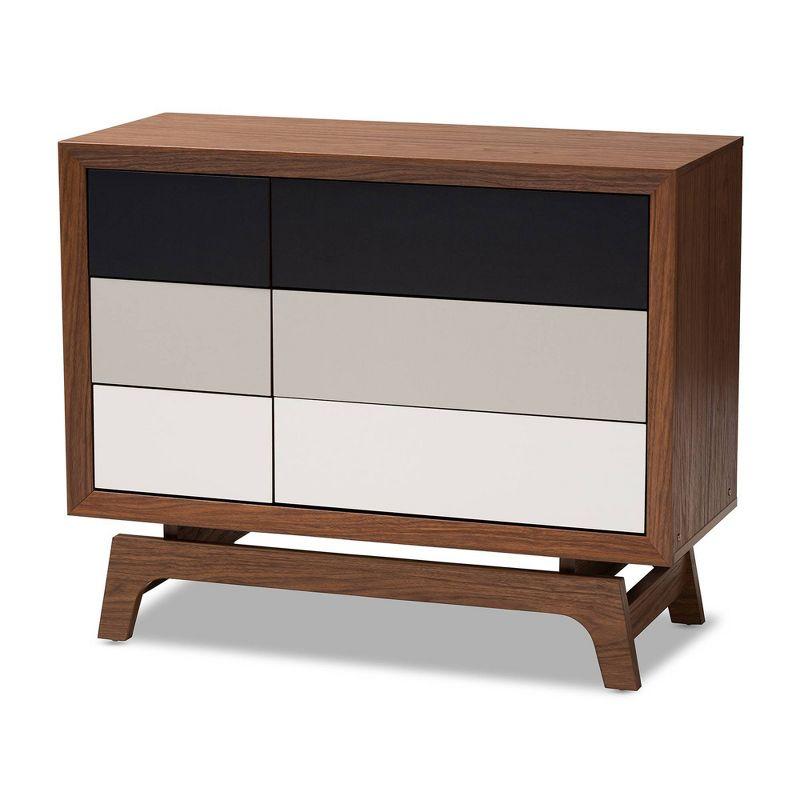 Svante Mid-Century Walnut Finish 6-Drawer Chest with Gray Gradient