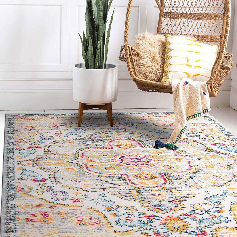 World Rug Gallery Distressed Vintage Bohemian Gray 7'10" x 10' Area Rug:  Medallion Pattern,  Pet Friendly,  Low Cut Pile
