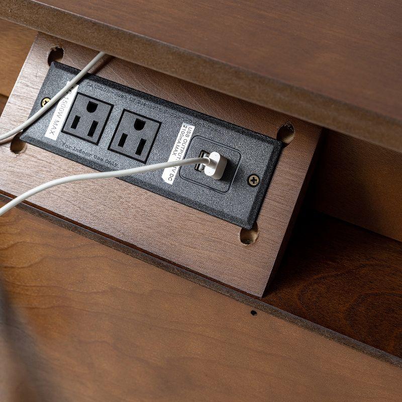 Margery Mid-century Modern 2 - Drawer Nightstand with Built-In Outlets | HULALA HOME-WALNUT