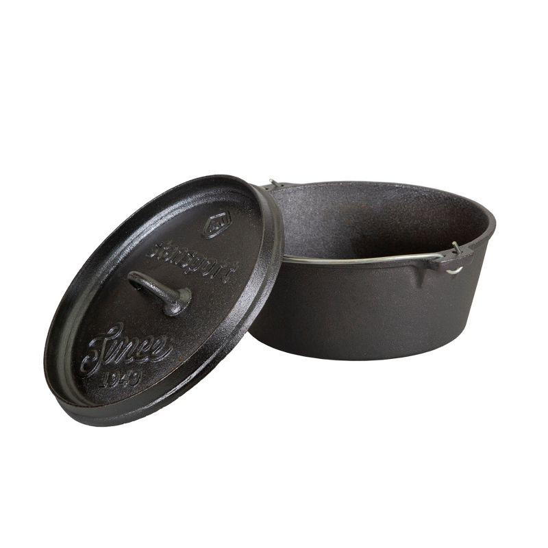 Stansport Preseasoned Cast Iron Flat Bottom Dutch Oven - 4 QT