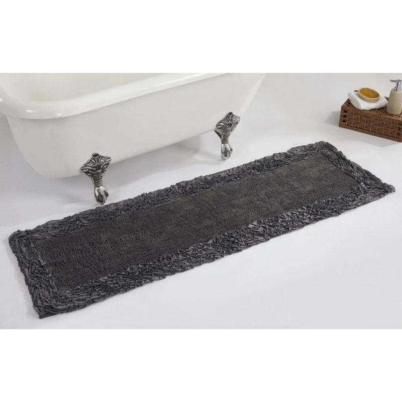 Cozy Comfort Gray Cotton 20"x60" Shaggy Border Bath Rug