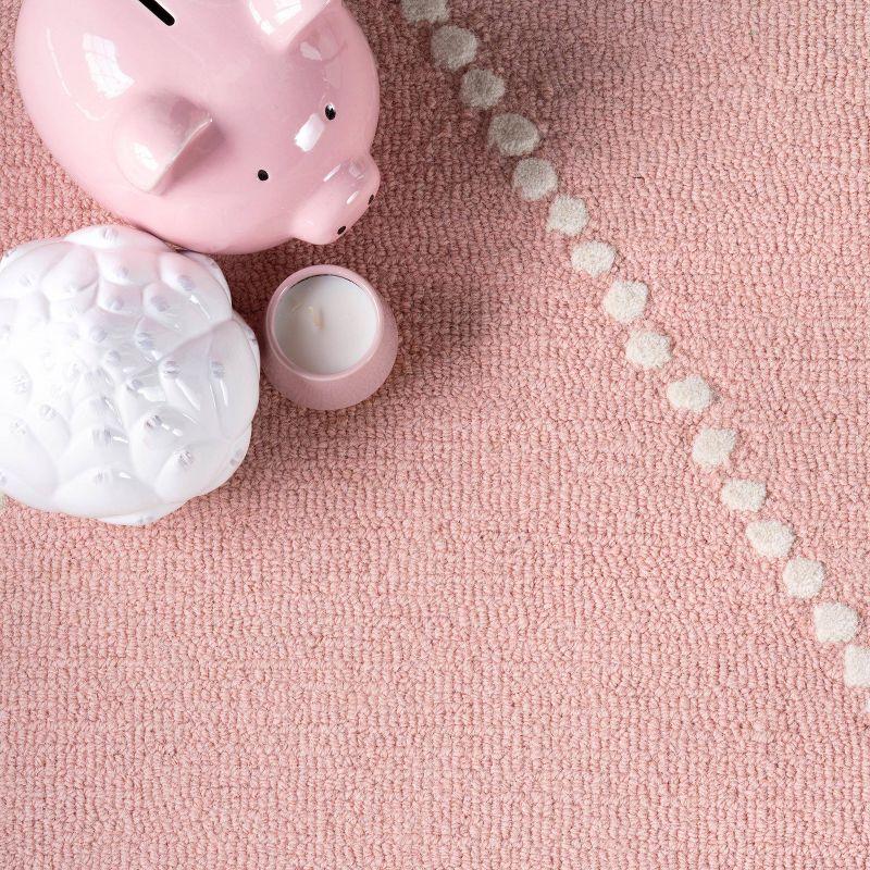 Charming Baby Pink Handmade Wool Rug 4' x 6' with Tufted Detail