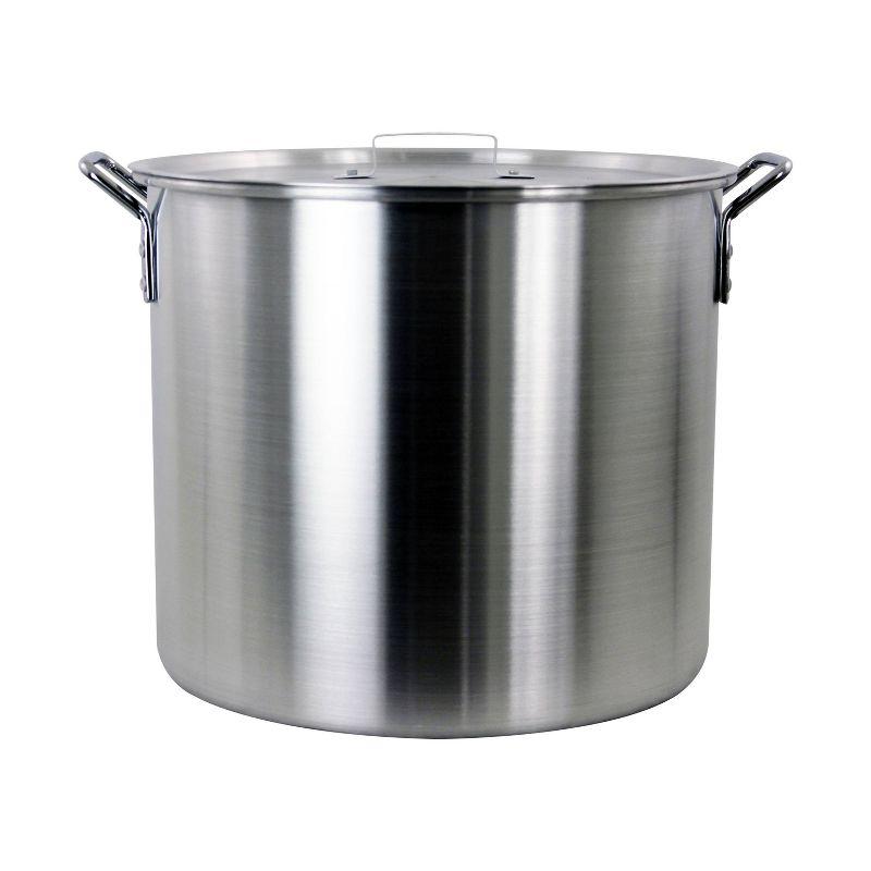 3pc 42qt Stock Aluminum Pot & Basket Silver: CHARD Outdoor Cooking, Boiling Seafood, 30qt Fryer-Compatible