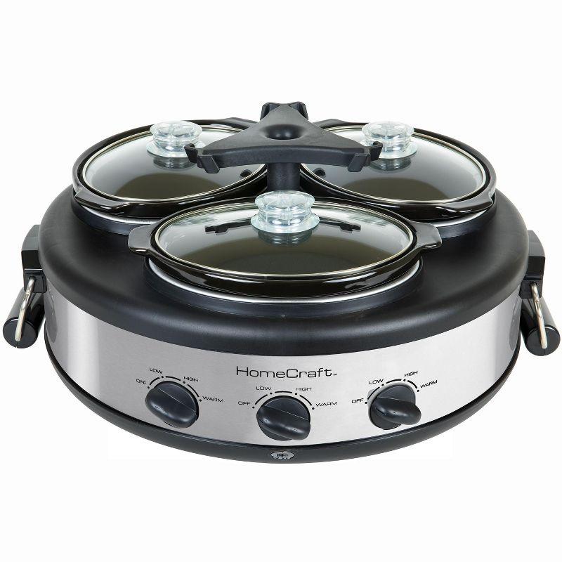 Mega Chef Triple Round Oval 1.5 Quart Stainless Steel Cooker Buffet