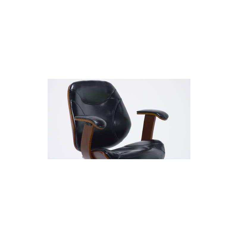 Flash Furniture Tansia Mid-Back Black LeatherSoft Executive Ergonomic Wood Swivel Office Chair with Arms