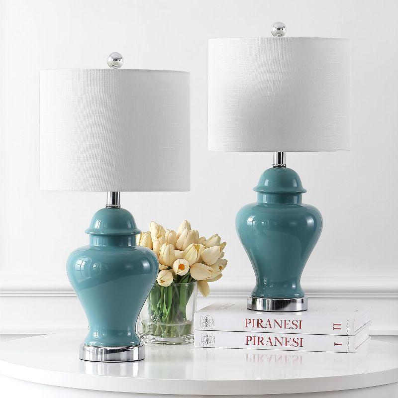 JONATHAN Y Qin 22" Ceramic/Iron Classic Cottage LED Table Lamp, Jade Green