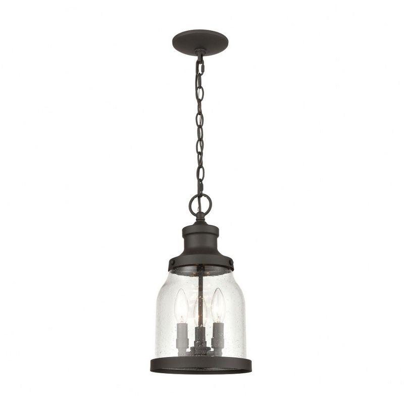 Renford 3-Light Seedy Glass Bronze Outdoor Pendant