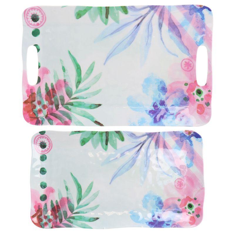 Cinnamon Twist Floral Melamine 2-Piece Serving Tray Set