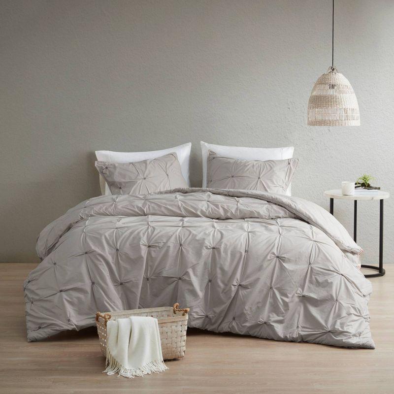 Elastic Embroidered Cotton Comforter Set