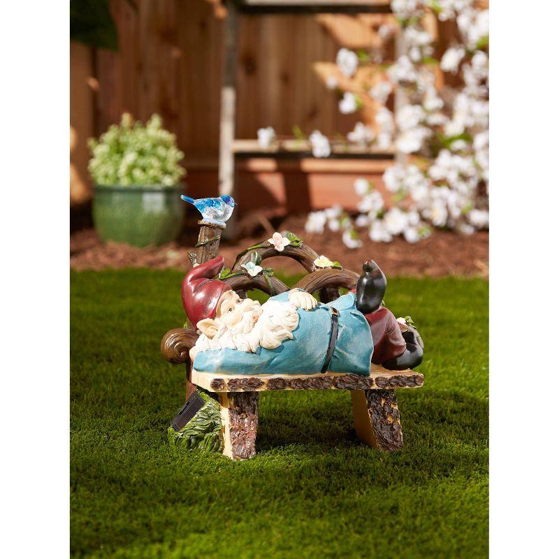 9.75" Polyresin Afternoon Nap Solar Gnome - Zingz & Thingz: Outdoor Garden Statue, Whimsical Decor