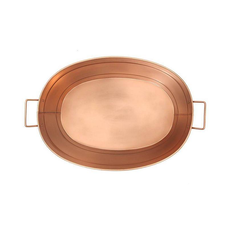 15" Oval Galvanized Tub with Side Handles Copper Plated - ACHLA Designs: Versatile Basin, Decorative Tray