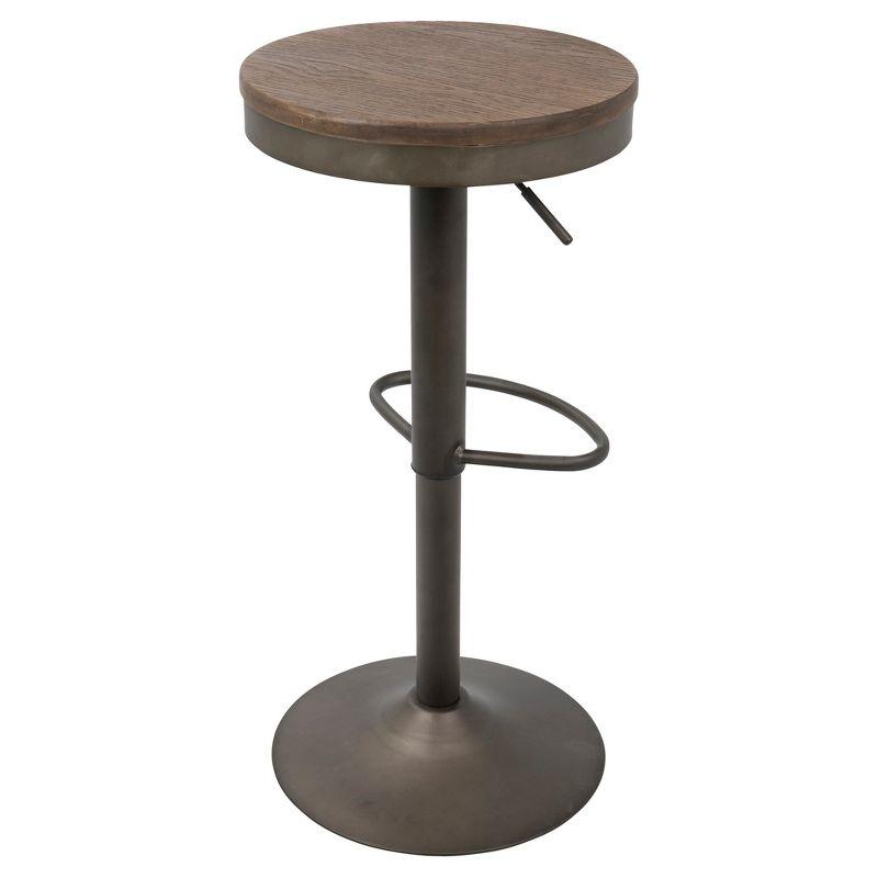 Set of 2 Dakota Adjustable Industrial Barstools Antiqued Wood - Lumisource: Metal Frame, 22.75" to 30.75" Height Range