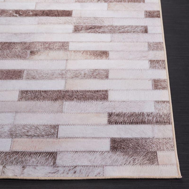 Faux Hide FAH500 Power Loomed Machine Washable Area Rug - Beige/Brown - 6'x6' - Safavieh.