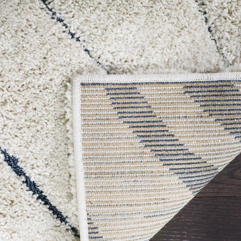 Serene Shag Cream & Blue Synthetic Runner Rug - 2'3" x 7'