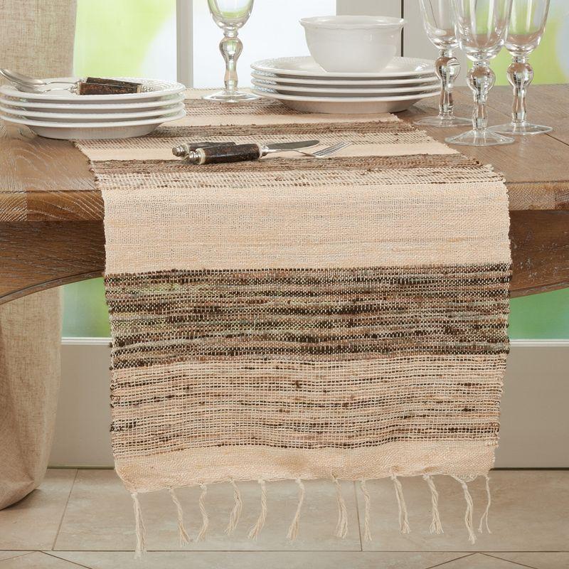 Beige and Brown Striped Cotton Table Runner