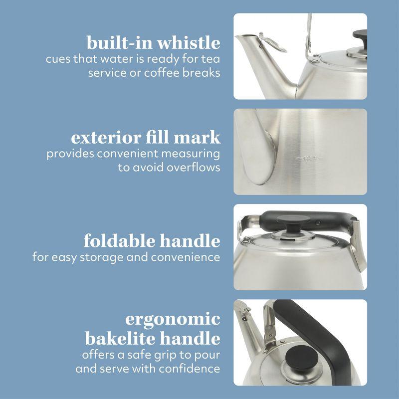 Sur La Table Kitchen Essentials Sur La Table Kitchen Essential Large 2 QT Heavy Gauge Stainless Steel Whistling Tea Kettle