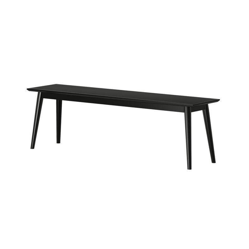 Plank+Beam 59" Mid Century Modern Solid Wood Dining Bench, Entryway Bench, Dining Room Bench, Black