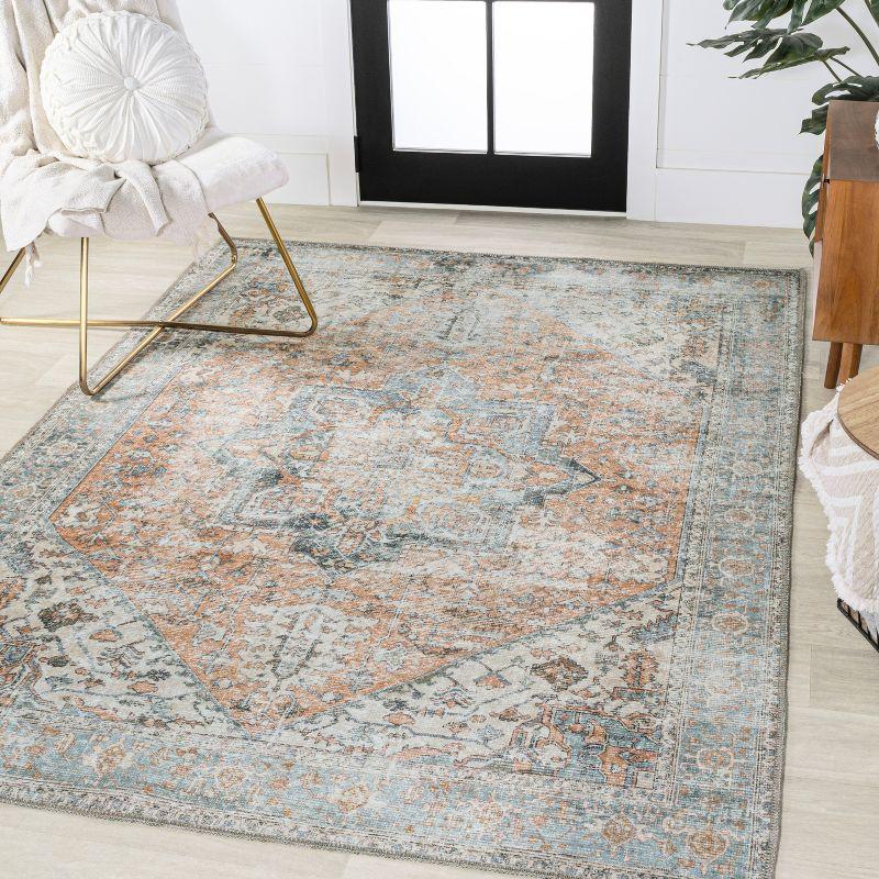 Armae Distressed Medallion Chenille Machine-Washable Indoor Area Rug -JONATHAN Y