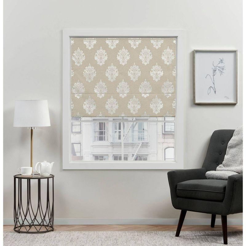 Natural Damask Cordless Blackout Roman Shade