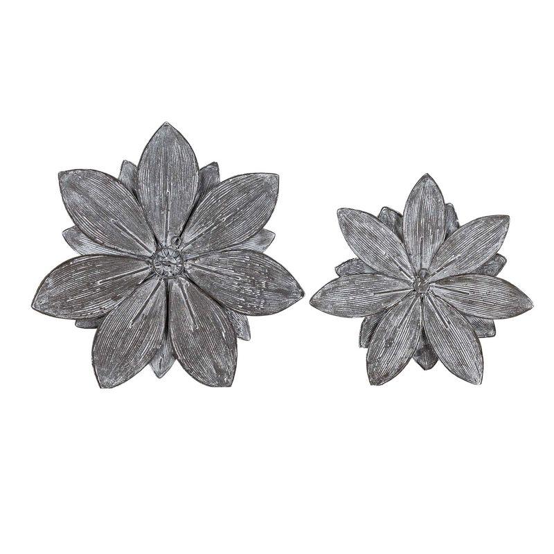 Set of 2 Wall Flowers Brown Metal by Foreside Home & Garden