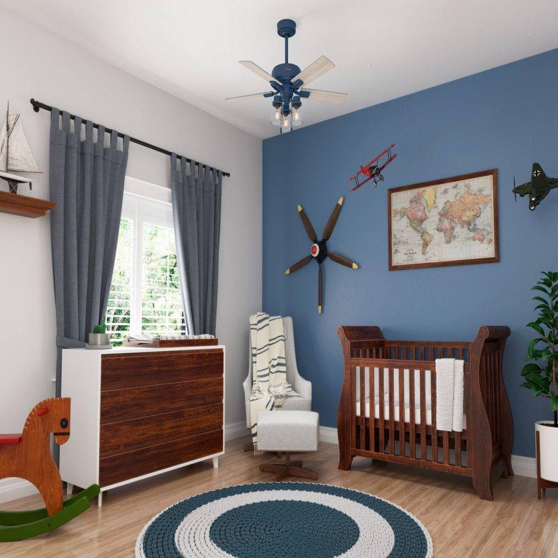 44" Hartland 5 - Blade Modern Farmhouse Indoor Ceiling Fan with Lights and Pull Chains