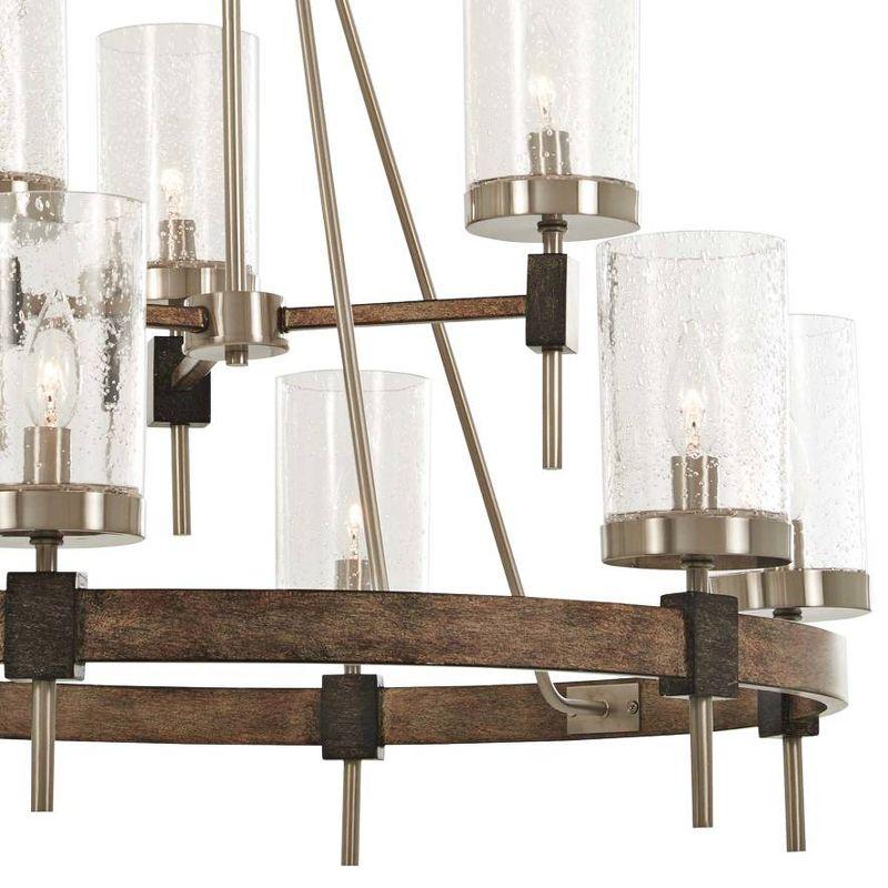 Minka Lavery Nickel Gray Chandelier 32" Wide Farmhouse Seeded Glass Shade 9-Light Fixture for Dining Room House Foyer Kitchen Home