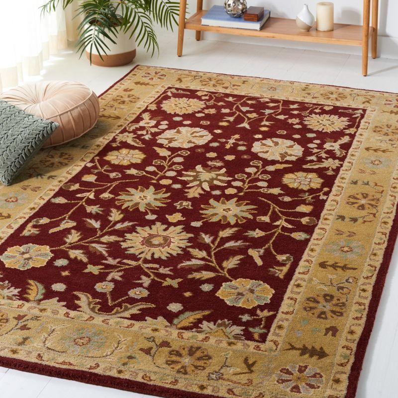 Heritage Red and Gold Hand-Tufted Wool Square Rug