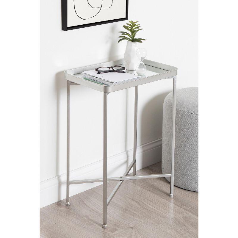 Kate and Laurel Celia Rectangle Metal Side Table, 18x12x26, Silver