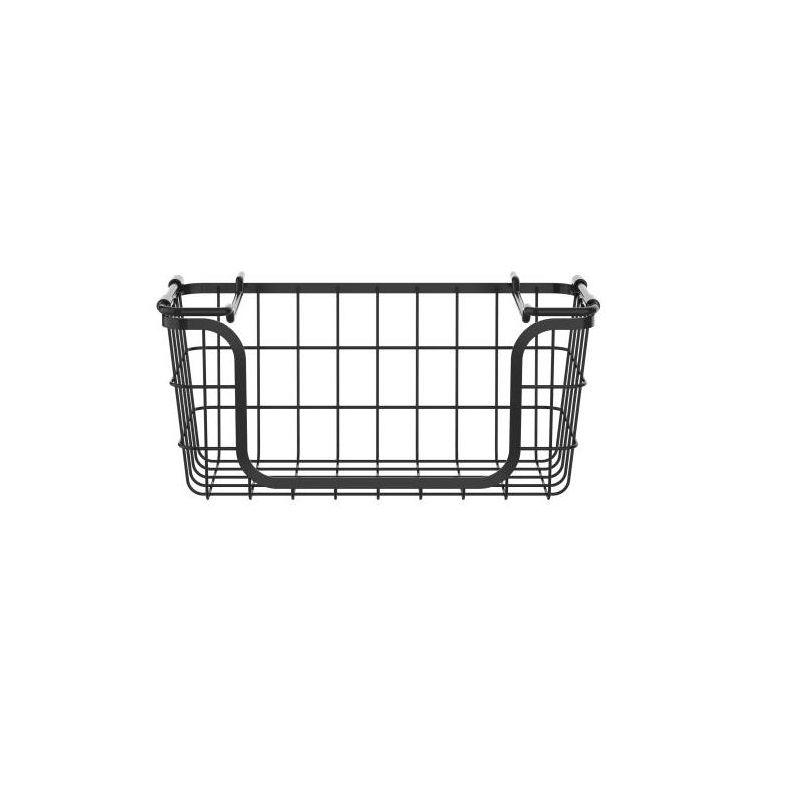 Oceanstar Stackable Metal Wire Storage Basket Set for Pantry, Countertop, Kitchen or Bathroom – Black, Set of 3