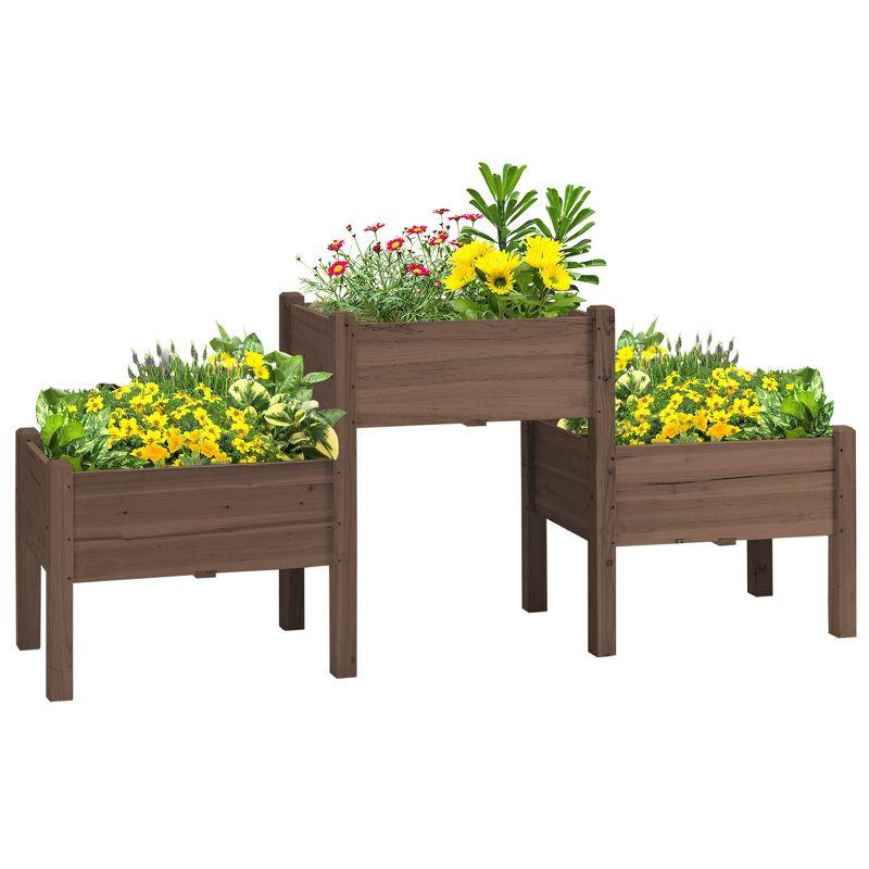 Medium Wood 3-Tier Raised Garden Bed Planter Box