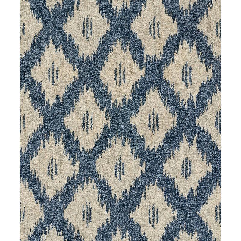 Momeni 3'6"x5'6" Leiden Ikat Huxley Handtufted Area Rug Slate Blue: Wool, Medium Pile, Classic Pattern, Indoor Use