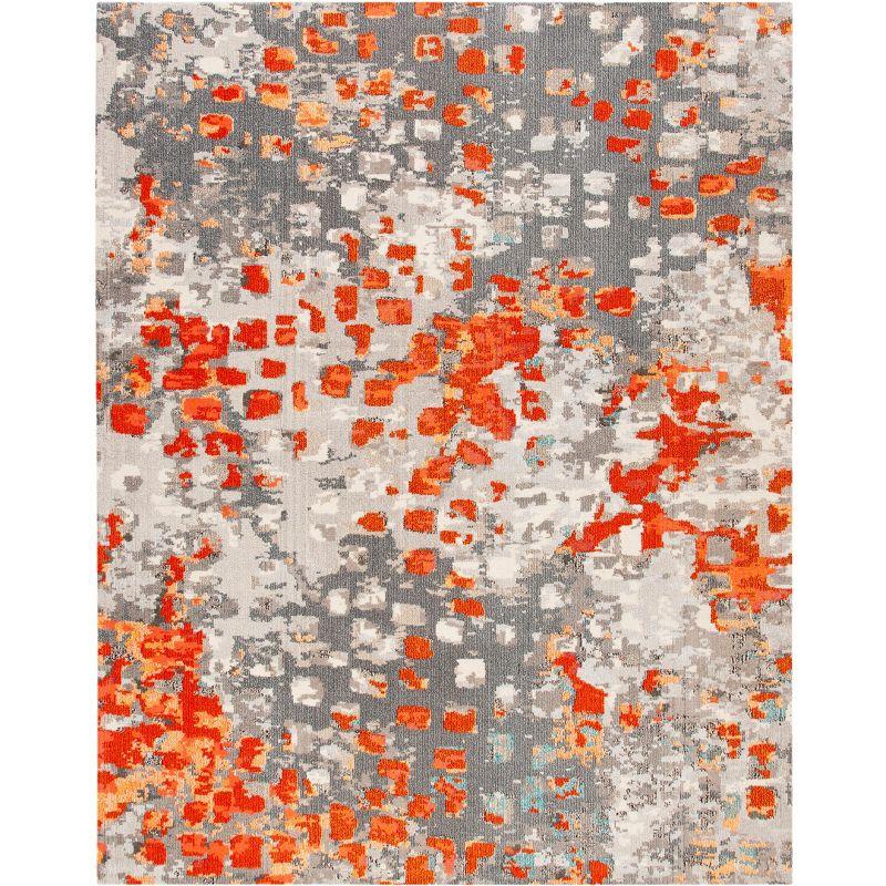 Madison MAD425 Power Loomed Indoor Area Rug - Grey/Orange - 9'x12' - Safavieh