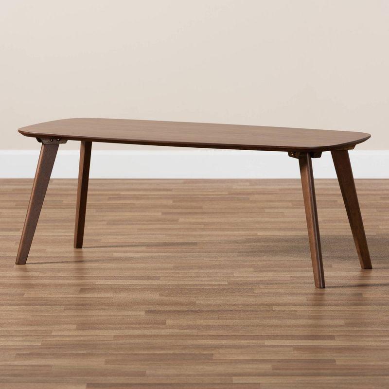 Dahlia Coffee Table Walnut - Baxton Studio: Mid-Century Modern Design, Rubberwood Frame, 43.3" Wide