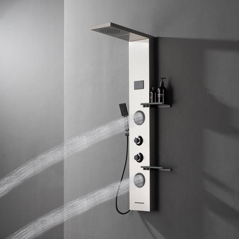 BWE 2-Jet Rainfall Shower Panel System with Rainfall Shower Head, Shelf, STub Spout and LED Light