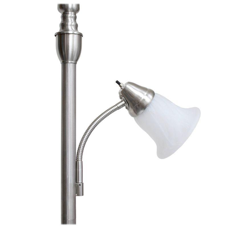 Brushed Nickel Torchiere Floor Lamp with Marble Glass Shades