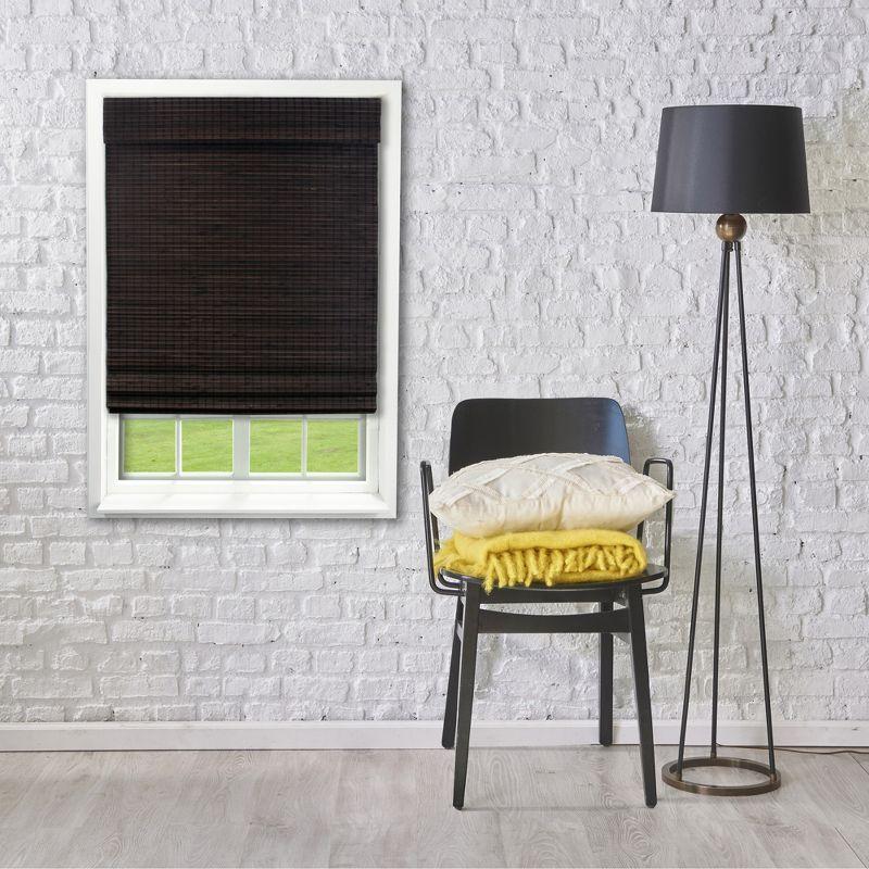 Cordless Espresso Bamboo Blackout Roman Shade