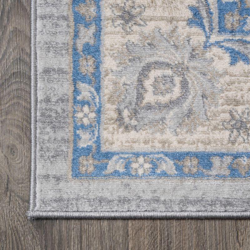 4' X 6' Modern Persian Vintage Moroccan Traditional Area Rug, Gray/Blue - JONATHAN Y