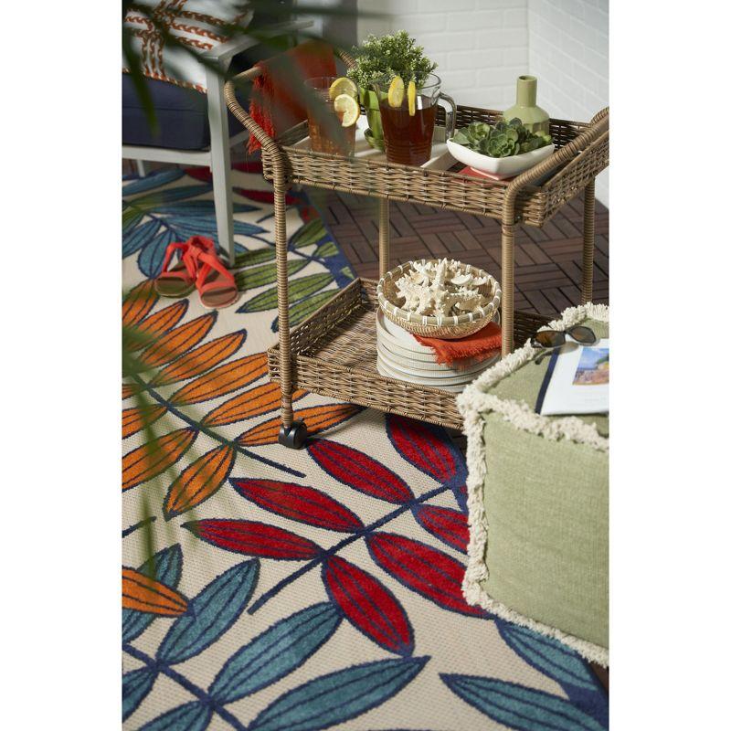 Nourison Aloha Floral Leaf Flatweave High-Low Indoor Outdoor Area Rug Multicolor 6' x 9'