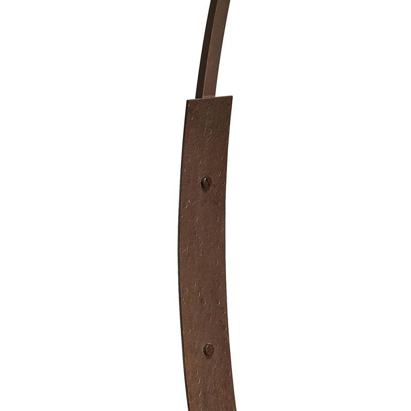 Franklin Iron Works Oak River Rustic Mission Arc Floor Lamp 66 1/2" Tall Dark Rust Wood Amber Mica Drum Shade for Living Room Reading Bedroom Office